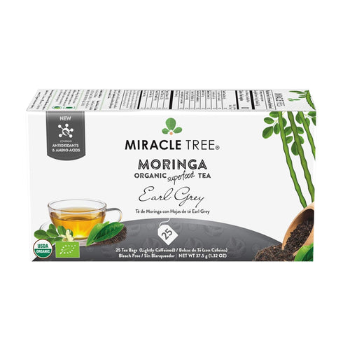 Miracle Tree - Organic Moringa Superfood Tea, 25 Individually Sealed Tea Bags, Earl Grey (Keto, Detox, Energy & Immunity Booster, Vegan, Gluten-Fr...