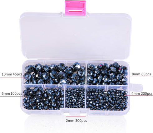 Faceted Crystal Glass Beads - Suitable for DIY, Making Bracelets, Necklaces and Other Jewelry (Black)...