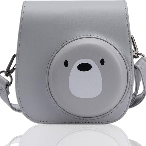 Frankmate Protective Case for Fujifilm Instax Mini 12 11 Instant Camera - Premium PU Leather Bag Cover with Removable Adjustable Strap (Cute Bear)...