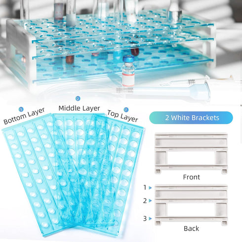 Annhua Test Tube Rack Plastic for 18 mm Tubes Holder Tray, Holds 50, Lab Tube Holder Rack Tube Stand for Sicence Laboratory, Classroom and Home Us...