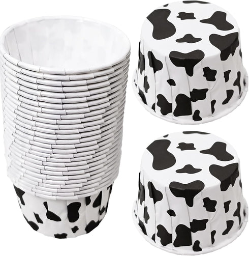 100 Pcs Cow Print Cupcake Liners Case Cow Baking Cups Cow Print Cupcake Wrappers Holders Ice Cream Cups Waterproof and Greaseproof for High Temper...