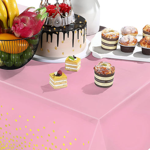 Breling 3 Pieces Dot Tablecloth Confetti Rectangle Plastic Disposable Table Cover for Birthday Wedding Baby Shower Engagement Anniversary Bachelor...