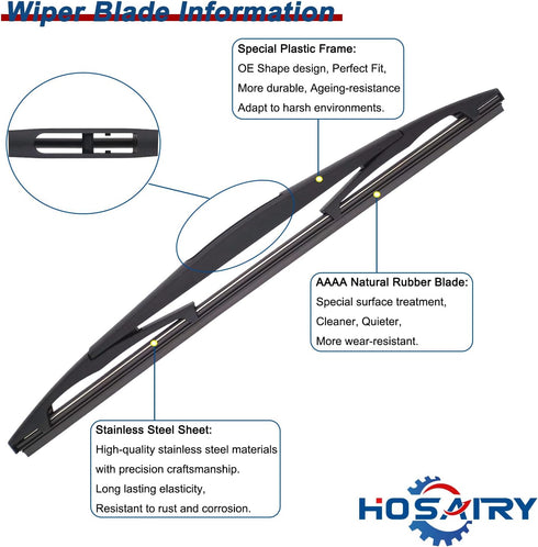 Rear Windshield Wiper Blade for Ford Escape 08-12, for Ford Flex 09-19, for GMC Yukon 07-14, for GMC Yukon XL 1500 2500 07-14, for Chevrolet Tahoe...