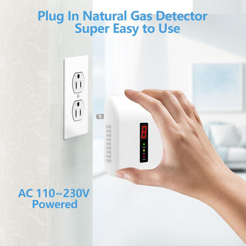 Y401 Natural Gas Detector, Explosive Gas Leak Detector for Home, 24 Hour Propane Detector, Plug in Home, Camper or RV. AC 110-220V, White (1 Pack)...