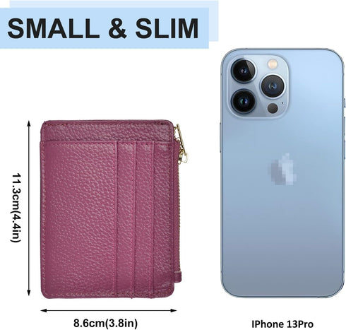 woogwin Slim RFID Credit Card Holder for Women Mini Front Pocket Wallet Purse With Keychain...