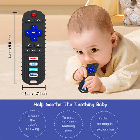 2-Pack Baby Remote Control Teether Toy for Babies 6-36 Months Silicone Baby Teething Toys Boys Girls Baby Teething Toys (Black + Gray)...