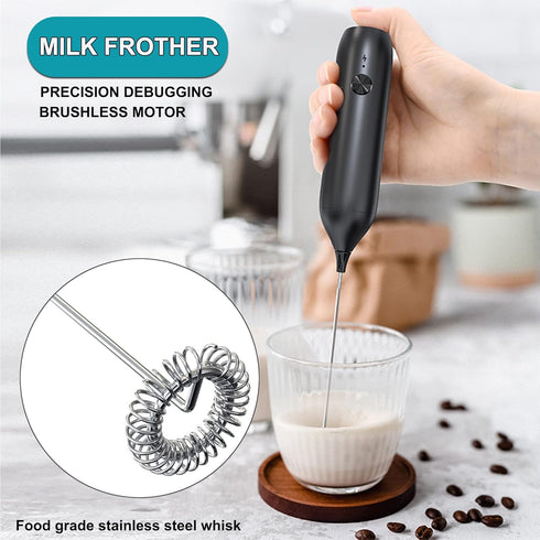 Handheld Coffee Frother,USB-Rechargeable Hand Frother,Adjustable Handheld Milk Frother for Cappuccinos, Hot Chocolate, Milkshakes, Egg Mix...