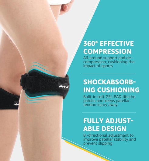 HiRui Patella Tendon Knee Straps with Gel Pad, Knee Brace Knee Support Patellar Stabilizer for Running Hiking Tennis MTB Jumping Arthritis Knee Pa...