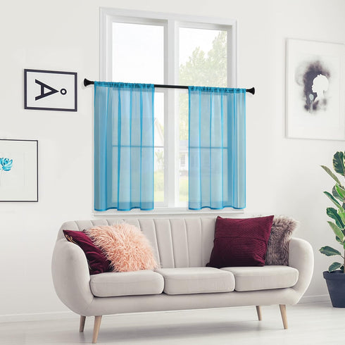MRTREES Short Sheer Curtains 36 inch Length Kitchen Tier Curtains Light Filtering Rod Pocket Voile Cafe Curtains for Basement Bathroom Small Half ...