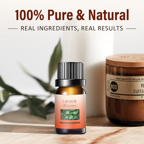 2 Pack 100% Natural Pure Geranium Essential Oils Undiluted Geranium Oils for Aromatherapy Diffuser (0.33 Fl Oz 2 Pack)...