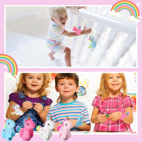 Animal Slap Bracelets Stuffed Animal, Stuffed Animal Plush Slap Bracelets Bulk Kids Toys, 8 Inches (Unicorn,8 Pcs)...