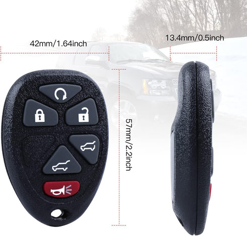 Car Key Fob Keyless Entry Remote for 2007-2014 Chevy Tahoe, Suburban, GMC Yukon XL 1500 and 2500 OUC60270, OUC60221, 315Mhz Set of 2...