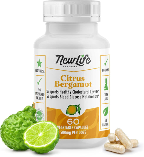 NewLife Naturals Citrus Bergamot Supplements 500 MG - Heart Health - Supplement for Wellness and Aging Support - Pure Extract Formula - 60 Veggie ...
