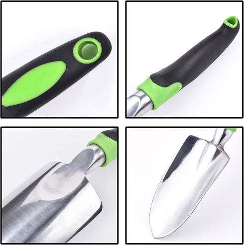Garden Trowel - Stainless Steel - Ergonomic Grip Hand Tools Set with Soft Rubberized Non-Slip Handle for Transplanting, Weeding, Moving and Smooth...