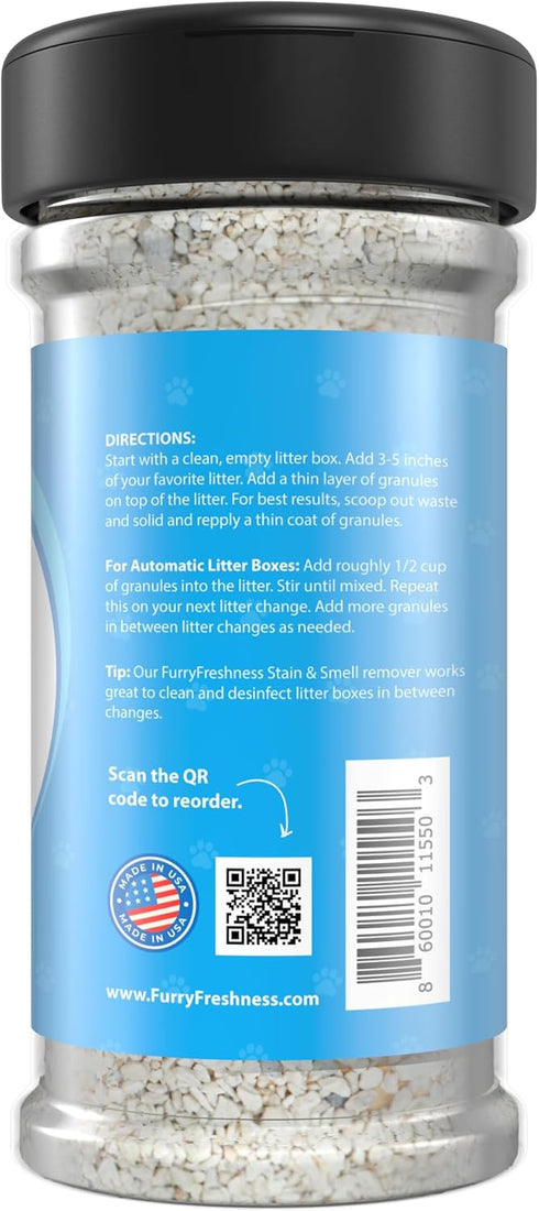 FurryFreshness Cat Litter Deodorizer & Litter Box Odor Eliminator - Works With All Litters To Increase The Life Of Your Litter -Made In USA -Nonto...