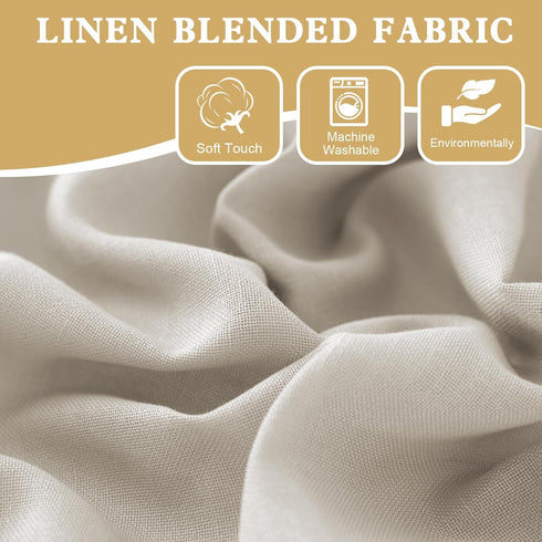 H.VERSAILTEX Tie Up Linen Curtains 63 Inch Length Nature Linen Textured Privacy Curtain Multi Hanging Ways Shade Balloon Window Shade Rod Pocket C...