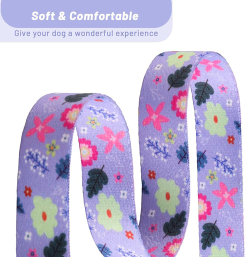 QQPETS Adjustable Soft Dog Collar: Print Flower Pink Multicolor Cute Patterns for XS Small Medium Large Pet Girl Boy Puppy Walking Running Trainin...