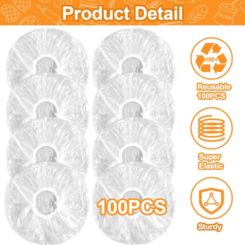 100PCS Bowl Covers for Bread Proofing, Reusable Elastic Sourdough Bread Baking Supplies, Plastic Bowl Covers for Bread Rising, Stretchable Plastic...
