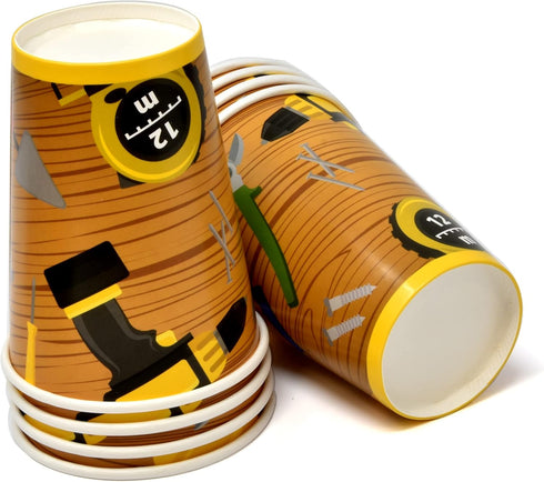 96 Pcs Handyman Tools Party Supplies Set Paper Plates Cups Napkins for Little Builder Carpentry Construction Birthday Disposable Dinnerware Serves...