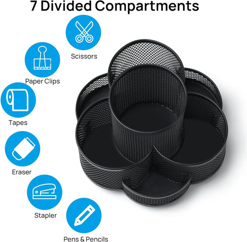 Pen Holder for Desk, Rotating Pencil Holder, Cup Holder for Desk Office Pen Organizer in Black...