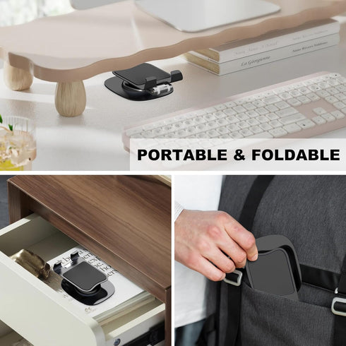 Phone Stand, Fully Adjustable Foldable Desktop Cell Phone Holder Stand, 360 Degree Rotating Phone Stand for Recording Compatible with iPhone 15 14...