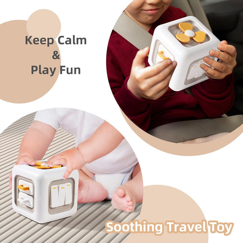 Montessori Fidget Toy Block - Educational Busy Cube 6 in 1 Kids Preschool Baby Toddler Travel Toys, Learning Stimulation Activity Boards for Toddl...