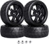 Hobbypark 4Pcs 26mm 1/10 RC Touring Car Tires & 12mm Hex Hub Wheel Rims 7 Spoke Foam Inserts for Redcat Racing HPI Tamiya HSP Exceed...