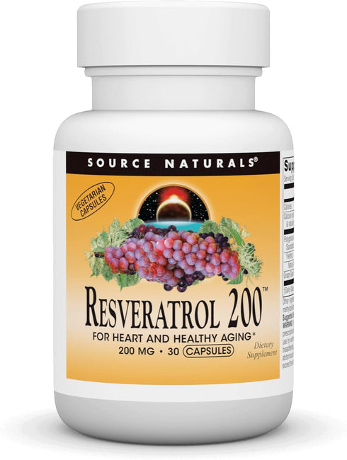 Source Naturals Resveratrol 200 mg for Heart and Healthy Aging - 30 Vegetarian Capsules...