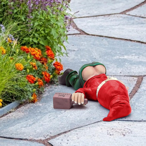 Funny Garden Drunk Gnome Creative Drunken Dwarf Statue Decoration Fairy Garden Accessories for Outdoor Indoor Ornament...