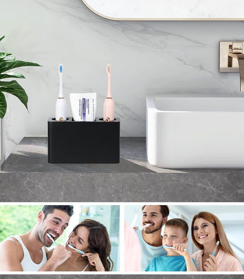 Luxspire Toothbrush Holder, 3 Slots Electric Toothbrush and Toothpaste Holder, Resin Bathroom Countertop Storage Bathroom Accessories Toothbrush S...
