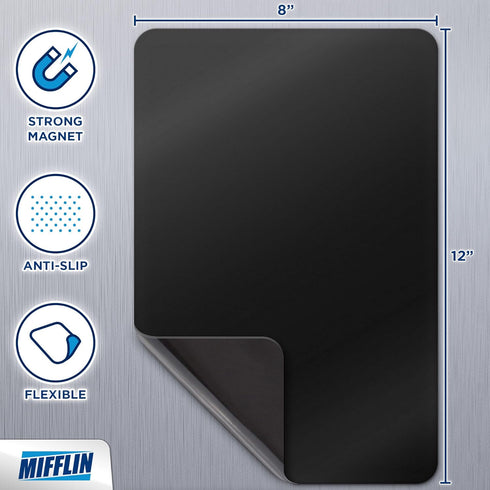 Mifflin-USA Magnetic Dry Erase Black Board Sheet for Fridge (12 x 8"), Stain-Resistant Refrigerator Blackboard Organizer, Kitchen Planner Board w/...