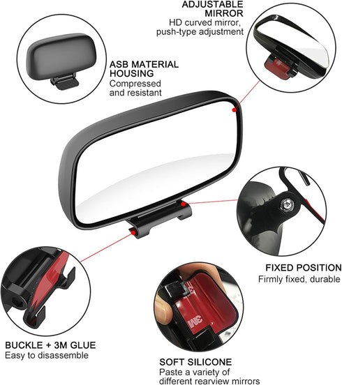 KEWAYO Blind Spot Mirrors - Adjustable Car Auxiliary Wide Angle Side Rearview Mirrors for Cars SUV, Fits Car Mirror Frame Thickness Less than 5MM ...