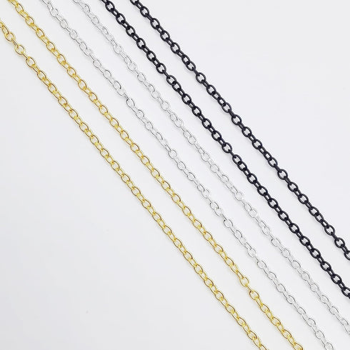 60 Feet Metal Iron Necklace Chains 3mm Bulk Curb Link Chain for Jewelry Making DIY Craft Supplies (Silver and Gold)...