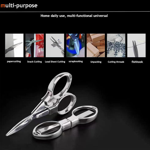 Folding Scissors, Safe Portable Travel Mini Scissors, Stainless Steel Retractable Small Scissors for Home Office, Safe Portable Travel Scissors, 2...