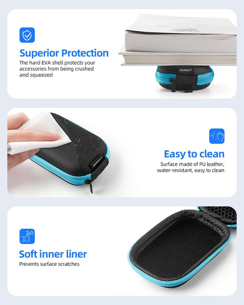 SUNGUY Earbuds Case 2Pack, Rectangle Earbuds Carrying Case, Portable Earphone Case Phone Accessories Organizer with Carabiner for Earphone, in-Ear...