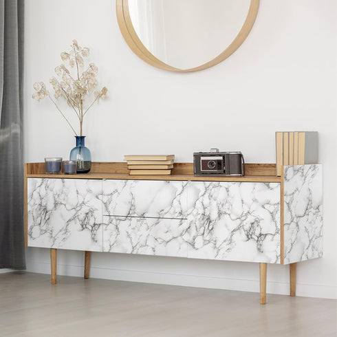 Decoroom White Grey Marble Contact Paper, Self Adhesive Removable Peel and Stick Wallpaper, Waterproof Marble Contact Paper Granite for Countertop...