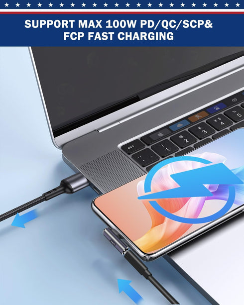 90 Degree Right Angle USB C Adapter 40Gbps Data Transfer USB 4.0/Thunderbolt 4 Type C Male to Female Connector Extender for Mobile Phone, Switch, ...