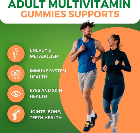 Halal Adult Multivitamin Gummies for Men, Women, Complete Everyday Nutritional Support with Biotin, Vegan, Natural Fruit Flavors, Non-GMO, Made in...