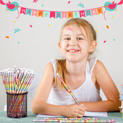 24 Pcs Happy Birthday Pencils Colorful Birthday Pencil for Students Wooden Pencils with Erasers Birthday Pencils for Teacher Classroom Reward Birt...