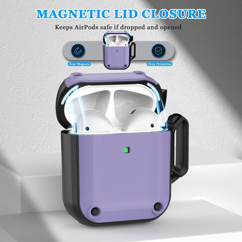RFUNGUANGO AirPods Case Cover, Military Grade Anti-Fall Soft TPU Shock-Absorbing Protective AirPods 2&1 Generation Case with Keychain and Cleaning...