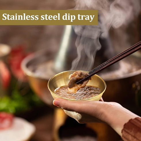 4 PCS Gold Sauce Dip Bowls, Stainless Steel Seasoning Dish, Small Sushi Dipping Bowls, 3.2 inch Round Appetizer Plates...