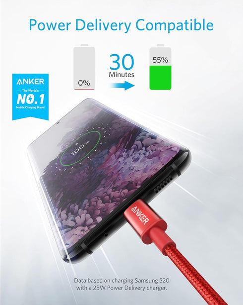 Anker New Nylon USB C to USB C Cable (6ft 60W, 2-Pack), USB 2.0 Type C Charging Cable for iPad Mini 6, iPad Pro 2020, iPad Air 4, MacBook Pro 2020...