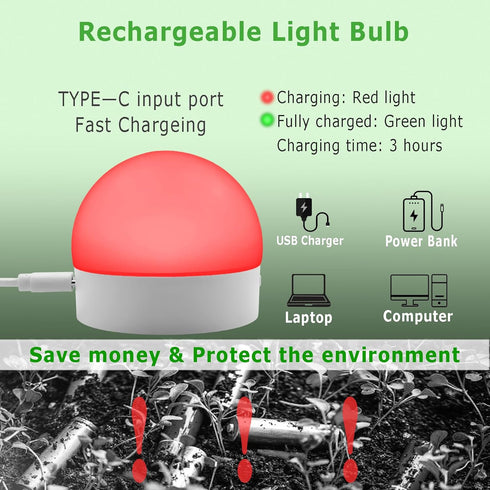 KMU Rechargeable Battery Operated Light Bulb 2 Pack E26 Battery Powered Light Bulb with 2 Remote Control, WRGB 15 Colors LED Light Bulb for Non Ha...