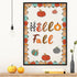 Whaline 83Pcs Hello Fall Bulletin Board Kit Pumpkin Bulletin Board Set Plaid Leopard Pumpkin Decoration Border Cutout with Glue Points for Fall Ha...