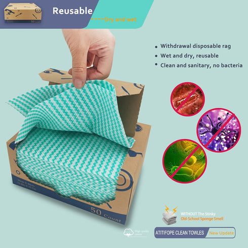 Heavy Duty Wipes Dish Cloths 50Pieces Reusable Wipes Multi-use Cleaning Cloths Towels...