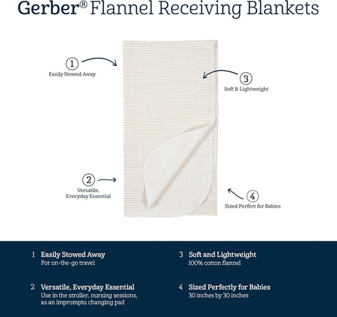 Gerber Unisex Baby 100% Cotton Flannel Receiving Blankets 30x30 Inches (Pack of 4), Retro Floral, One Size...