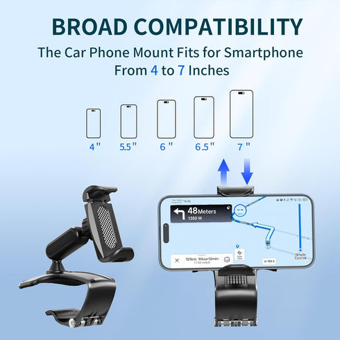 Multifunctional Car Dashboard Mobile Phone Holder, 360 Degree Rotation Universal Dash Clip Cellphone Mount for 4-7 inch Smartphones (Black)......