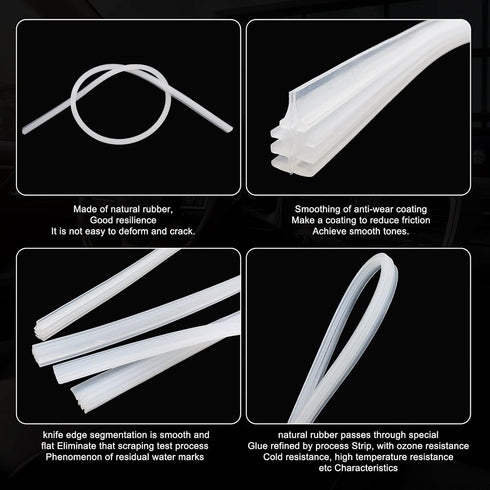 4 Pieces Car Windshield Bracketless Wiper Rubber Filler Strip, 28 Inches Car Size Adjustable Wiper Substitution Rubber Strip, Suitable for Car Fro...
