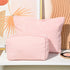 2 Pieces Corduroy Pink Makeup Bag Large Corduroy Cosmetic Bag Capacity Canvas Travel Toiletry Bag Organizer Cute Makeup Brushes Aesthetic Accessor...