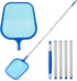 Pool Skimmer - Pool Skimmer Net with 5 Section Adjustable Telescopic Aluminum Pole, 25''- 64'', Pool Net Skimmer Rake with Ultra Fine Mesh , Pool ...